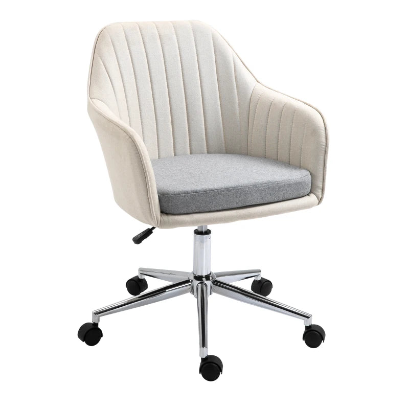 Vinsetto Beige Home Office Chair - Comfortable Swivel Desk Chair with Golden Base, Stylish Vanity Chair for Teens & Adults
