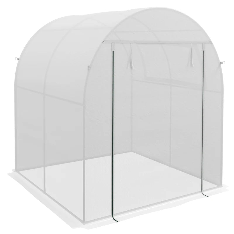 Green Garden Polytunnel Greenhouse with Roll-up Window and Door, 1.8 x 1.8 x 2 m, White