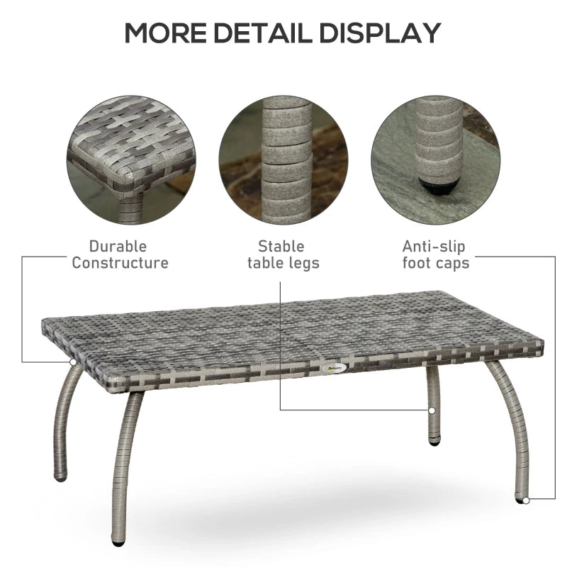 Grey Rattan Garden Coffee Table