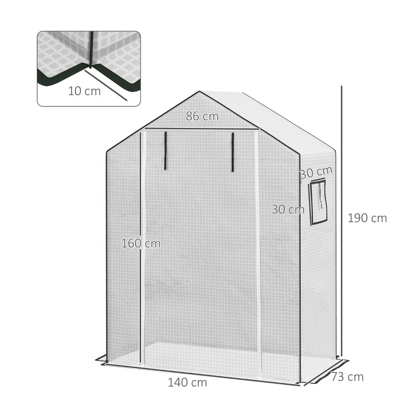 Greenhouse Cover Replacement with Roll-up Door and Windows, 140 x 73 x 190cm, White