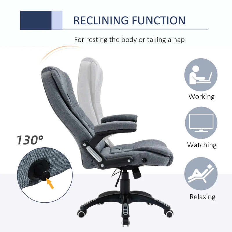 Vinsetto Ergonomic Office Chair - Comfortable Dark Grey Desk Chair with Adjustable Height, Armrests, Reclining & Tilt Function