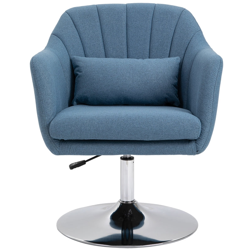 Contemporary Swivel Linen Fabric Accent Chair with Adjustable Height and Lumbar Support for Living Room or Office