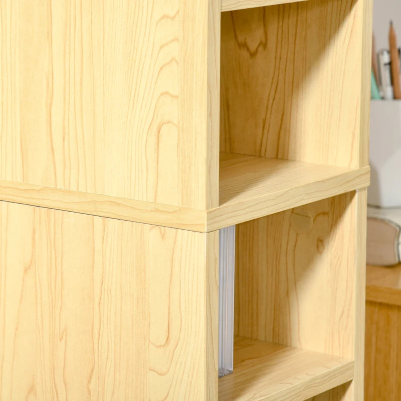 204 CD Tall Narrow Media Storage Tower - Stylish Oak Tone Organizer for DVDs, CDs, and Games - Space-Saving Design