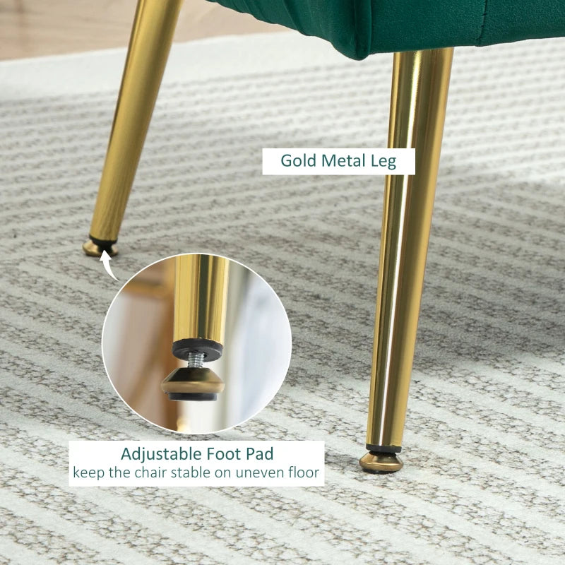 Velvet-Feel Green Shell Back Accent Chair for Stylish Home Decor