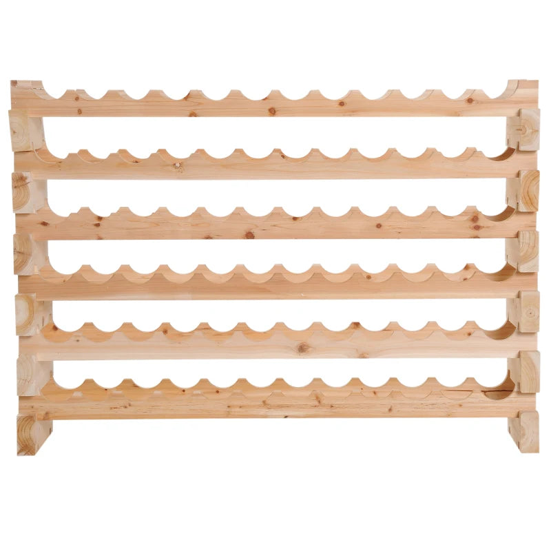Natural Six-Tier Wooden Wine Rack for 72 Bottles - Stylish Storage Solution for Wine Enthusiasts