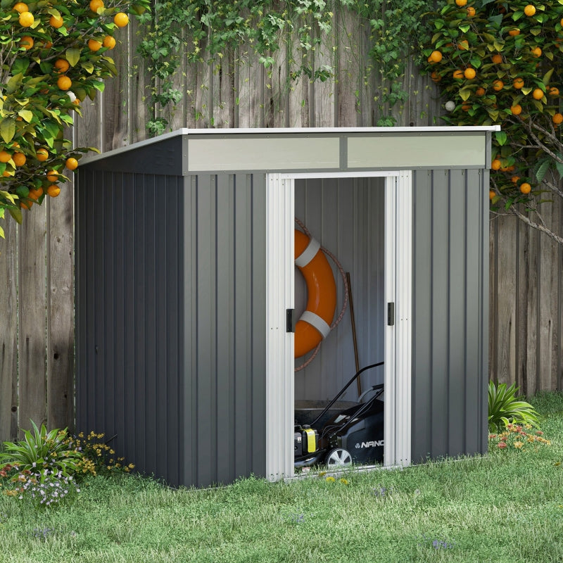 6.5ft x 4ft Dark Grey Shed With Sloping Roof