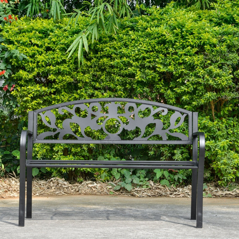 Black Metal Frame Bench, 128x50x91 cm, 12kg