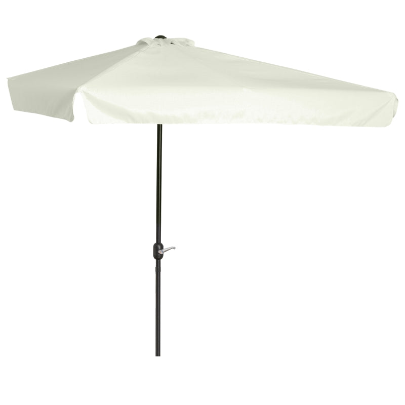 Off-White 2.3m Semi-Round Patio Umbrella with Crank Handle - Balcony Use (Base Not Included)