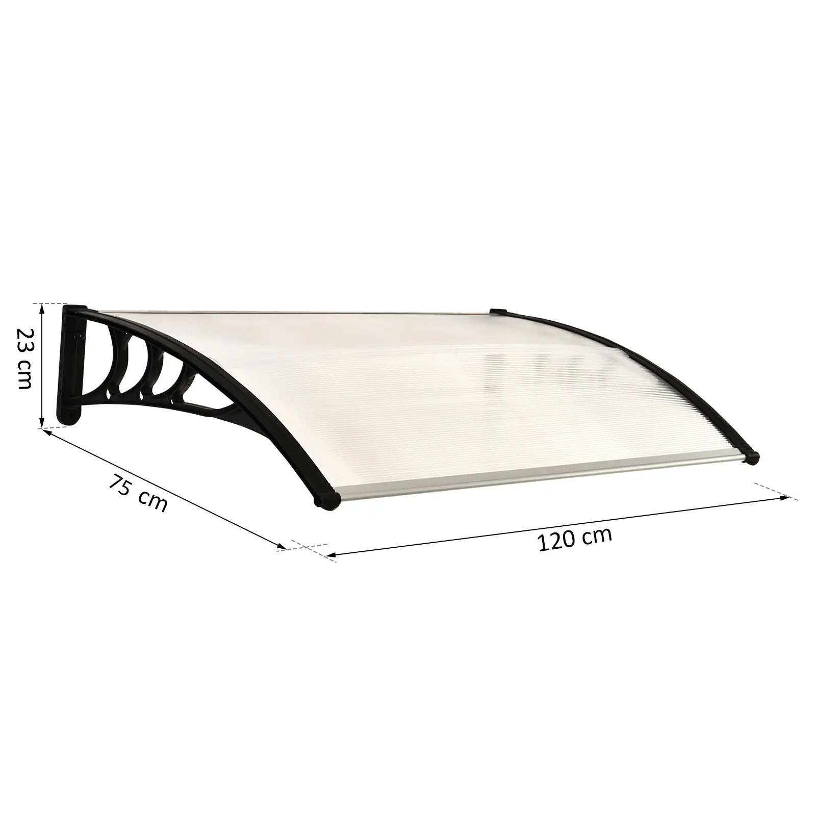 120 x 75cm White Curved Door Canopy - Rigid Polycarbonate