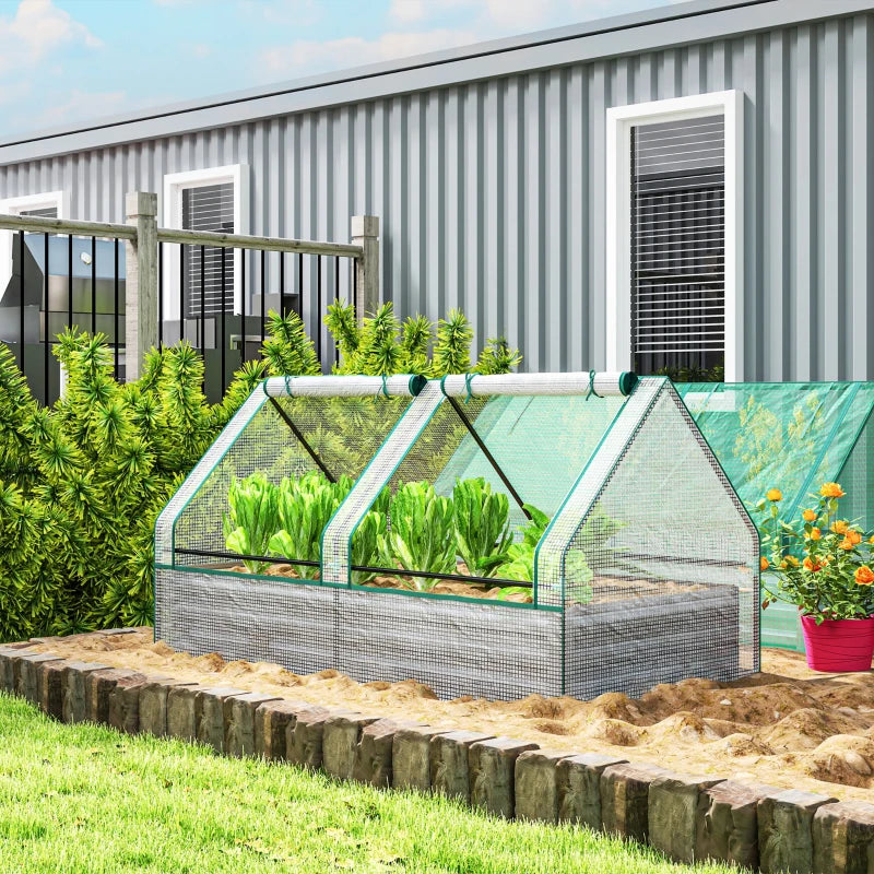 Metal Planter Box with Greenhouse Cover for Herbs