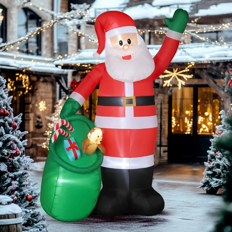 9ft Christmas Inflatable Santa with Bear Sack - Giant LED Blow Up Decoration for Indoor & Outdoor Holiday Home Decor