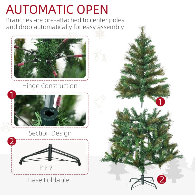 5ft Pre-Lit Artificial Christmas Tree - Warm White LED Spruce Holiday Décor with Metal Stand - Perfect Xmas Decoration