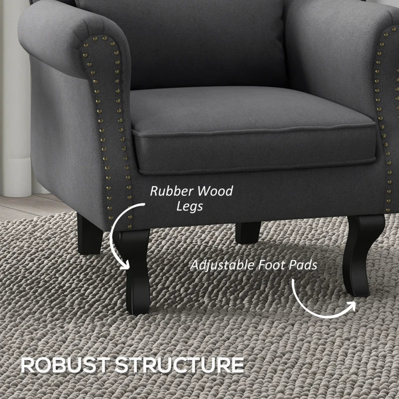 Chesterfield-Style Grey Accent Chair for Elegant Living Room Decor