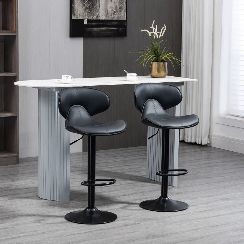 Adjustable Swivel Bar Stools Set of 2 - Modern Kitchen Counter Chairs with Footrest & Backrest, Steel Frame, Grey