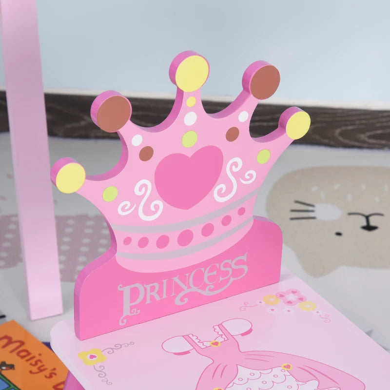 3-Piece Kids Table and Chair Set - Princess & Crown Theme - Pink Home Furniture Gift for Ages 2-4