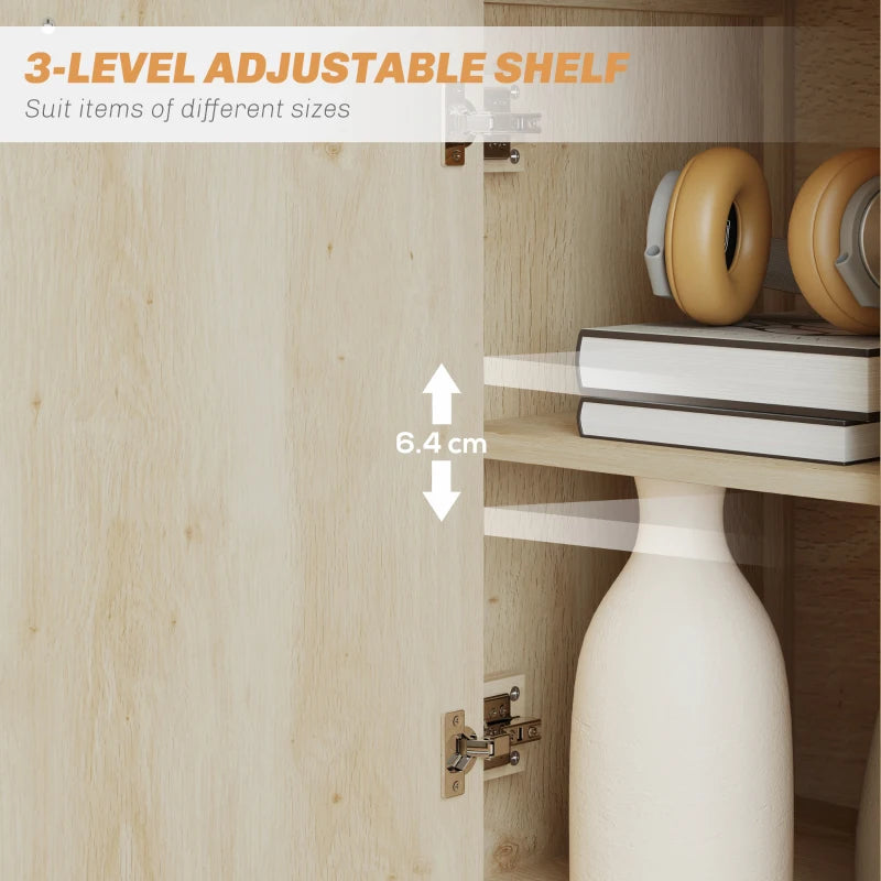 Elegant Small Sideboard with Drawers & Adjustable Shelf - Natural Wood Finish for Stylish Storage Solutions