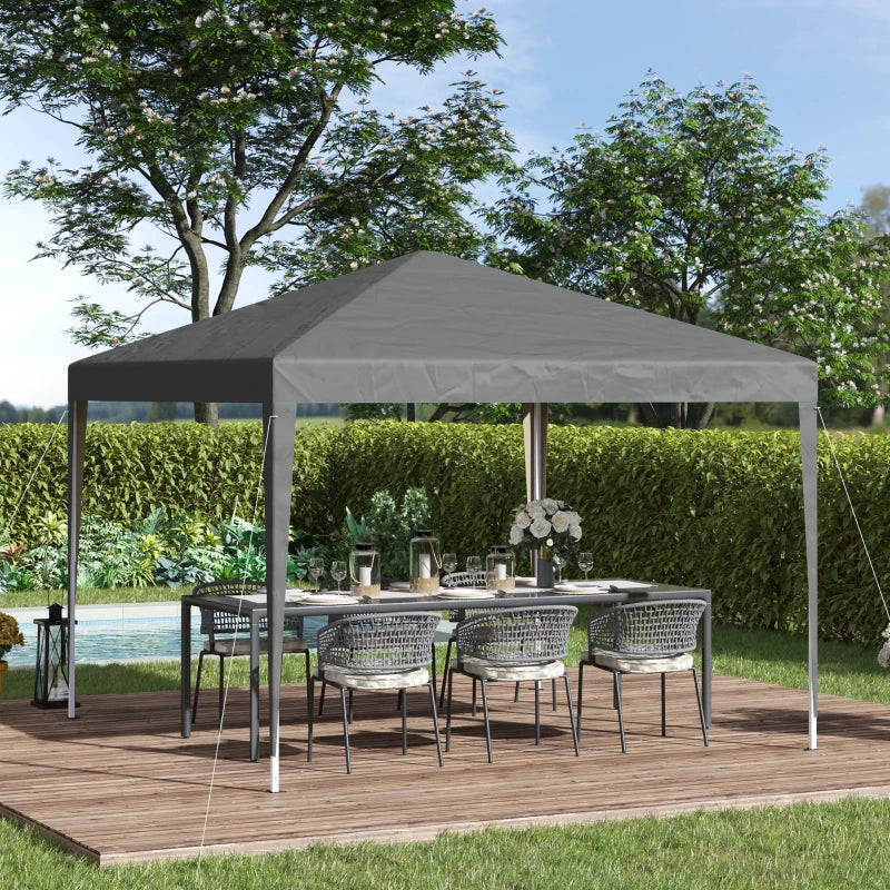 Grey 3x3m Pop Up Garden Gazebo Tent with Adjustable Height & Carrying Bag