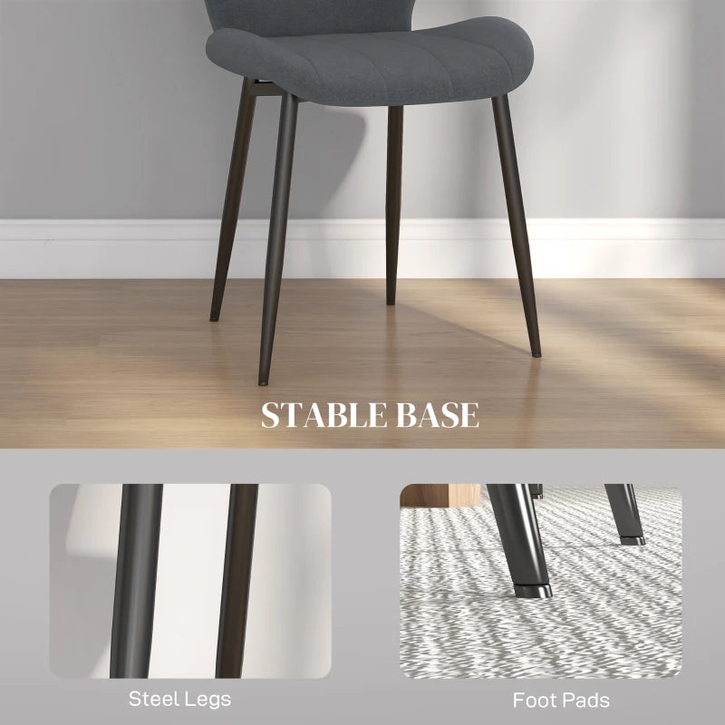 Set of 4 Dark Grey Flannel Relaxed Tub Dining Chairs - Comfortable, Stylish Seating for Modern Homes