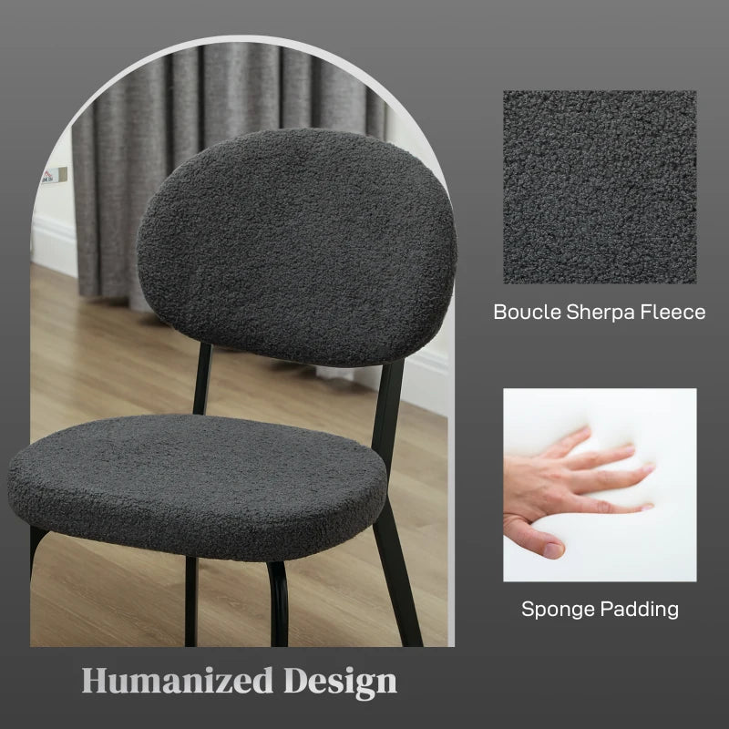Set of 4 Modern Black Boucle Dining Chairs - Stylish Upholstered Seating for Dining Room or Kitchen