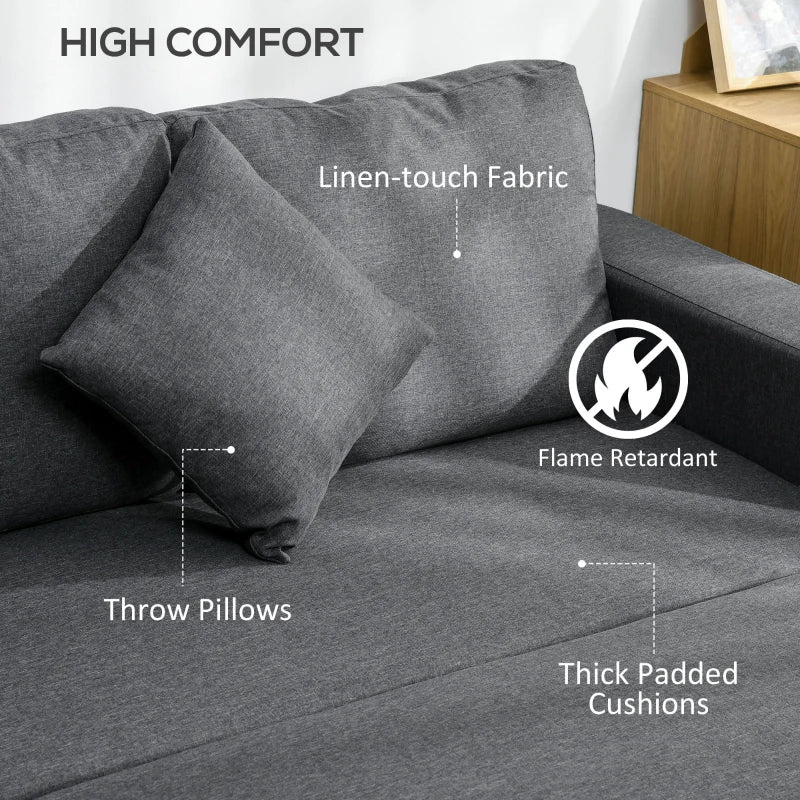Stylish Dark Grey Corner Sofa Bed with Storage, 3-Seater Pull-Out Design, Reversible Chaise for Living Room