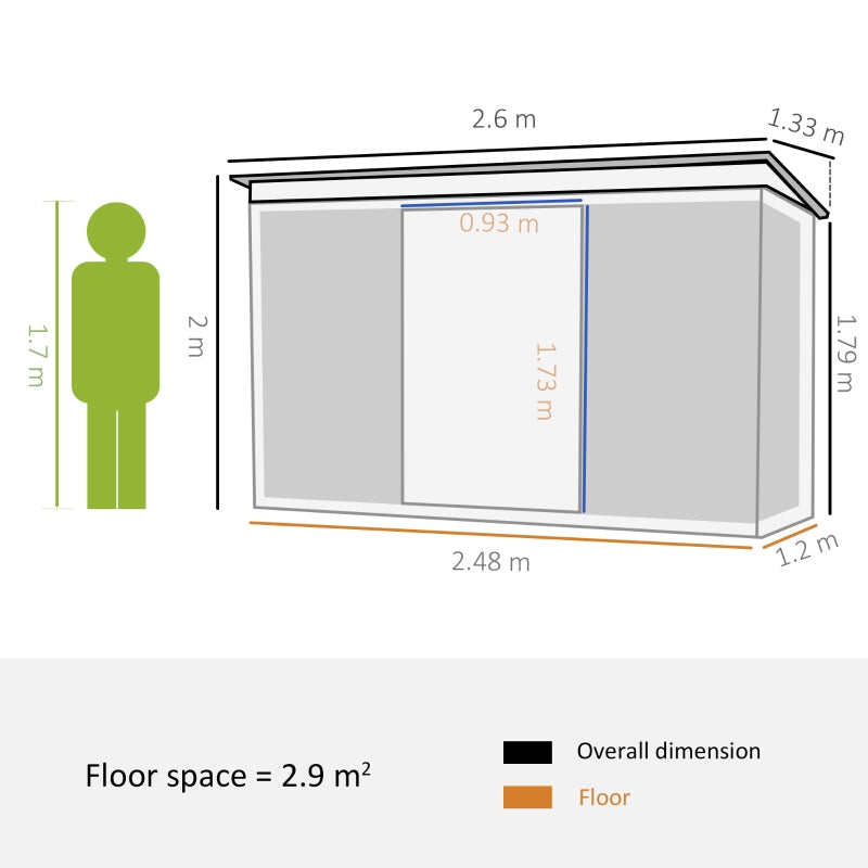 4.4ft x 8.5ft Green Metal Shed With Lightsky Panels