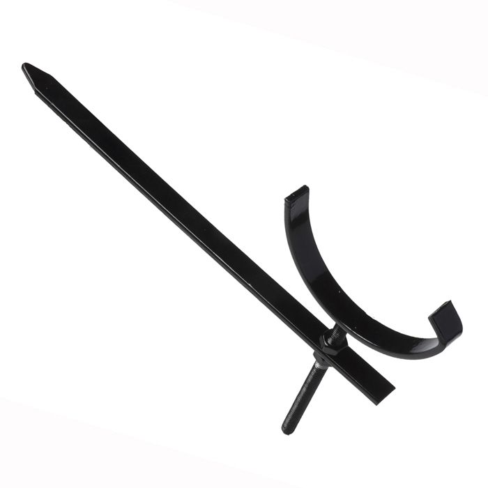 Hargreaves Cast Iron 100mm Plain Half Round Galv Rise & Fall Bracket - Painted Black