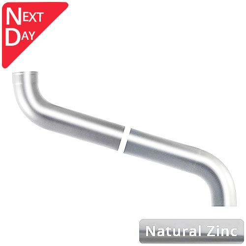 100mm Natural Zinc Downpipe 2-part Offset - up to 700mm Projection (No Galv Steel Version)