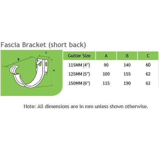 115mm Half Round Galvanised Steel Short-back Fascia Bracket - (there is no Natural Zinc Version)