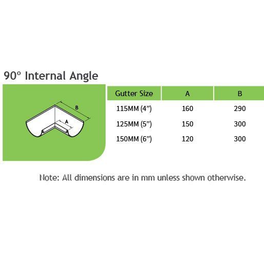 115mm Half Round Natural Zinc 90 Degree Internal Gutter Angle