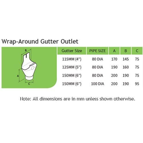 150mm Half Round Copper 100mm Wrap around Outlet