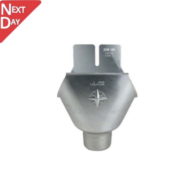 115mm Half Round Galvanised Steel 60mm 'wrap around' Gutter Outlet