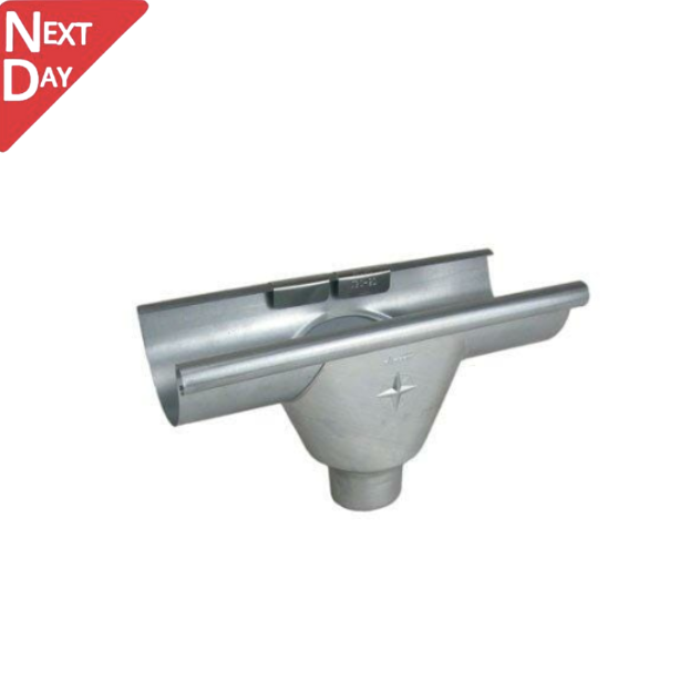 115mm Half Round Galvanised Steel 60mm 'prefab' Gutter Outlet