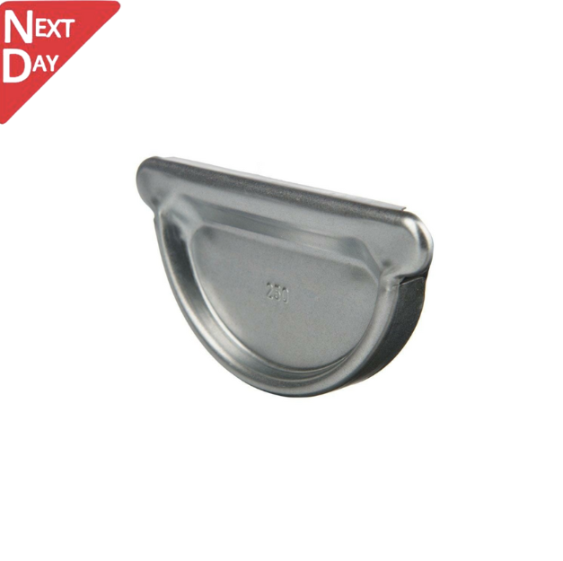 115mm Half Round Galvanised Steel Gutter Stop End