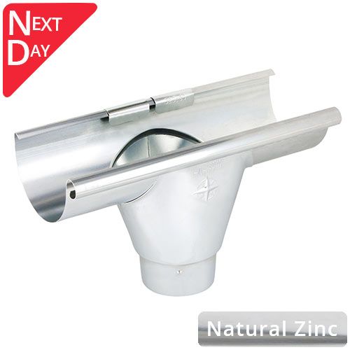 125mm Half Round Natural Zinc 80mm 'prefab' Gutter Outlet