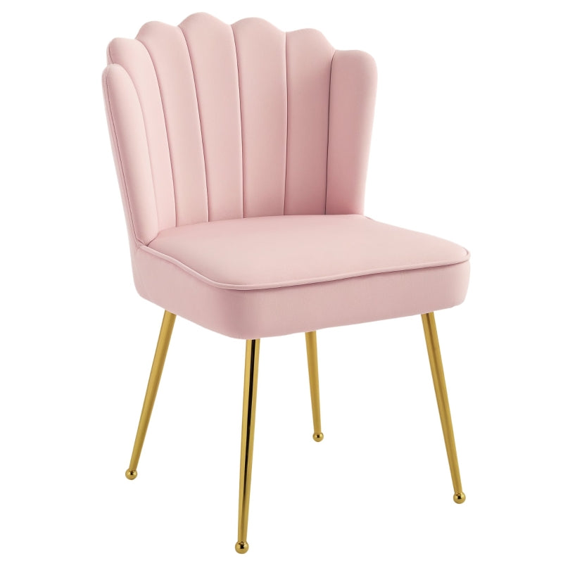 Velvet-Feel Shell Accent Chair in Pink for Stylish Home Decor