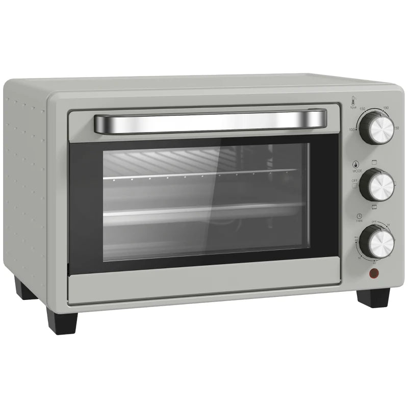21L Mini Countertop Oven - Adjustable Temperature 100°C-230°C, Sleek Silver Design, Perfect for Baking & Cooking