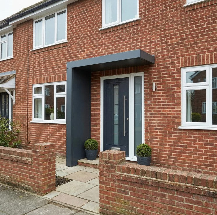 160x90cm Aluminium Canopy With LED Light Strip & Side Panel - Anthracite Grey (Left or Right)