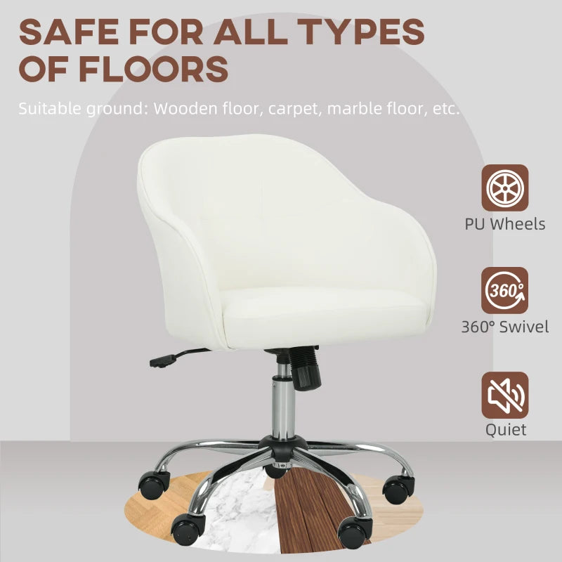 Luxurious Cream Velvet-Feel Office Chair 46-56 cm Height Adjustable Ergonomic Design for Comfort and Style
