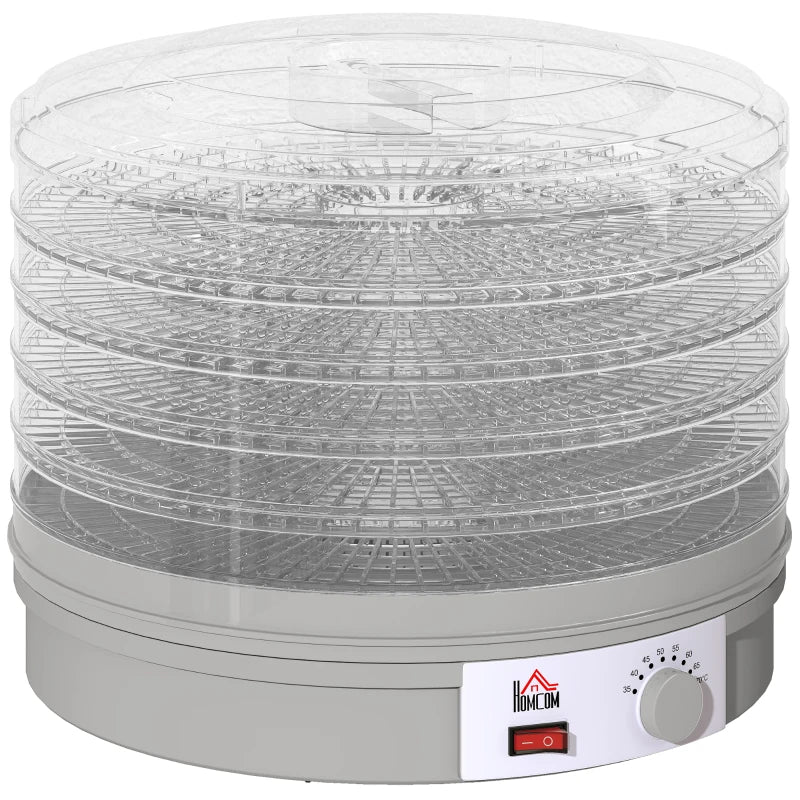 5-Tier Food Dehydrator 245W - Adjustable Temperature Control for Drying Fruits, Vegetables, Jerky & Pet Treats - Grey