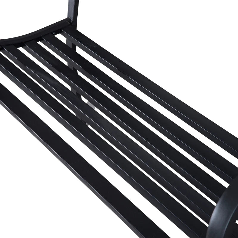 Black Steel 2-Seater Garden Bench