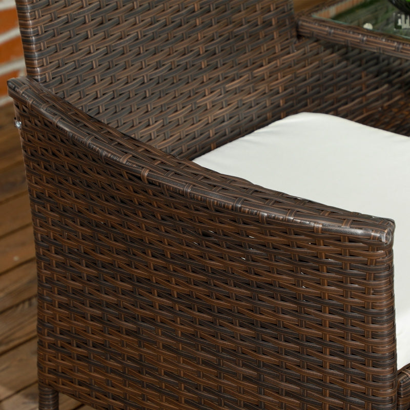 Brown Rattan Two-Seat Chair with Middle Table