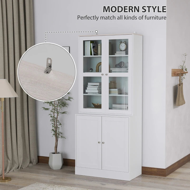 Double Storage Display Cabinet - Elegant White Finish, Stylish Home Organizer, Perfect for Living Room or Office Storage Solutions