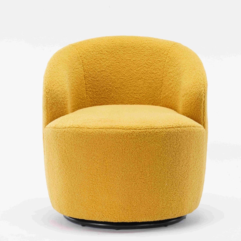 Yellow Teddy Fabric Swivel Armchair with 360° Rotation for Indoor Spaces, 64x64x71 cm