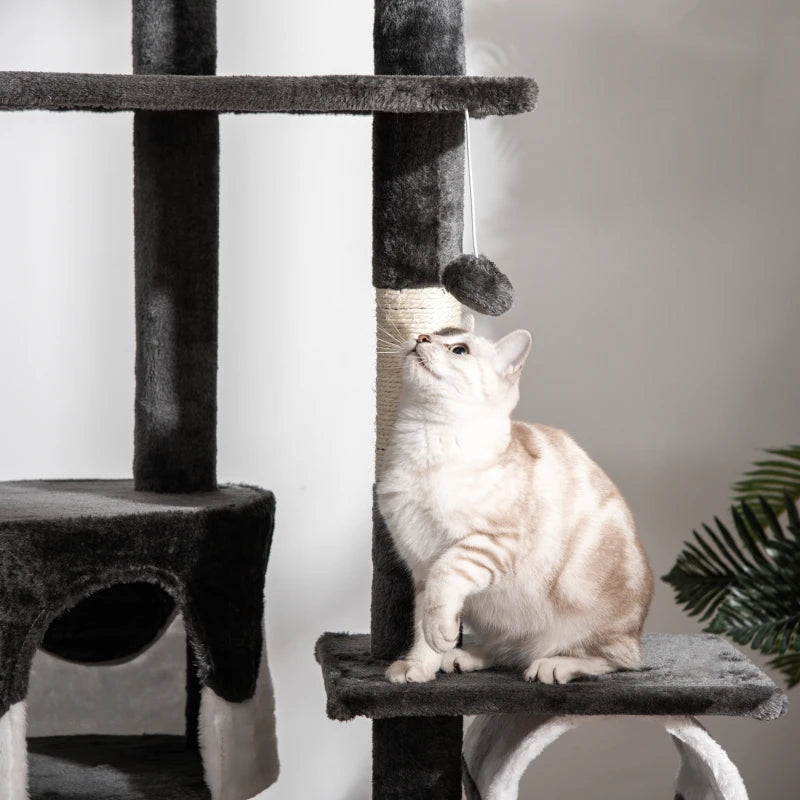 Adjustable Floor-to-Ceiling Cat Tree for Indoor Cats - 240-260cm Height, Stylish White Design, Perfect for Climbing & Play