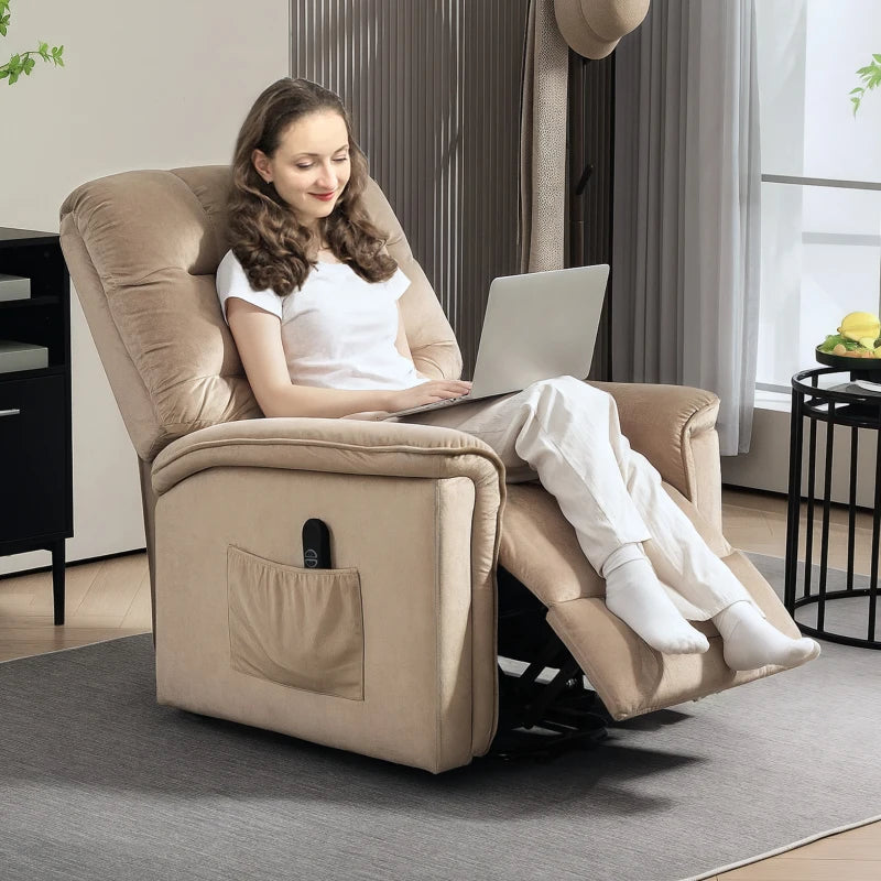 Velvet Electric Lift Recliner Chair in Brown for Ultimate Comfort and Support