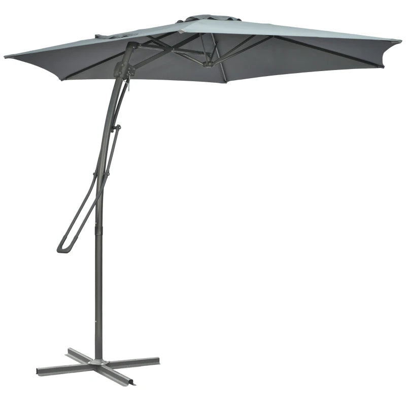 Grey 3m Cantilever Patio Umbrella with Easy Lever and Crank Handle