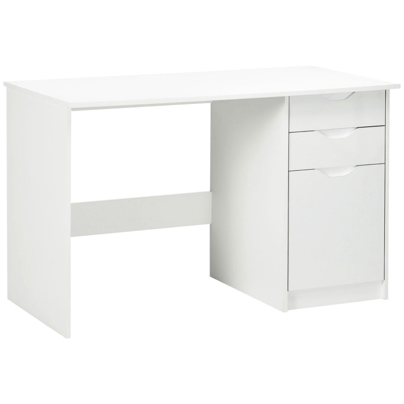 High Gloss White Computer Desk with Drawers & Storage Cabinet - Stylish 120x60cm Home Office Study Workstation