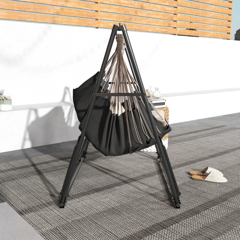 Portable Black Hammock Stand with Net, Carry Bag - 120kg Capacity
