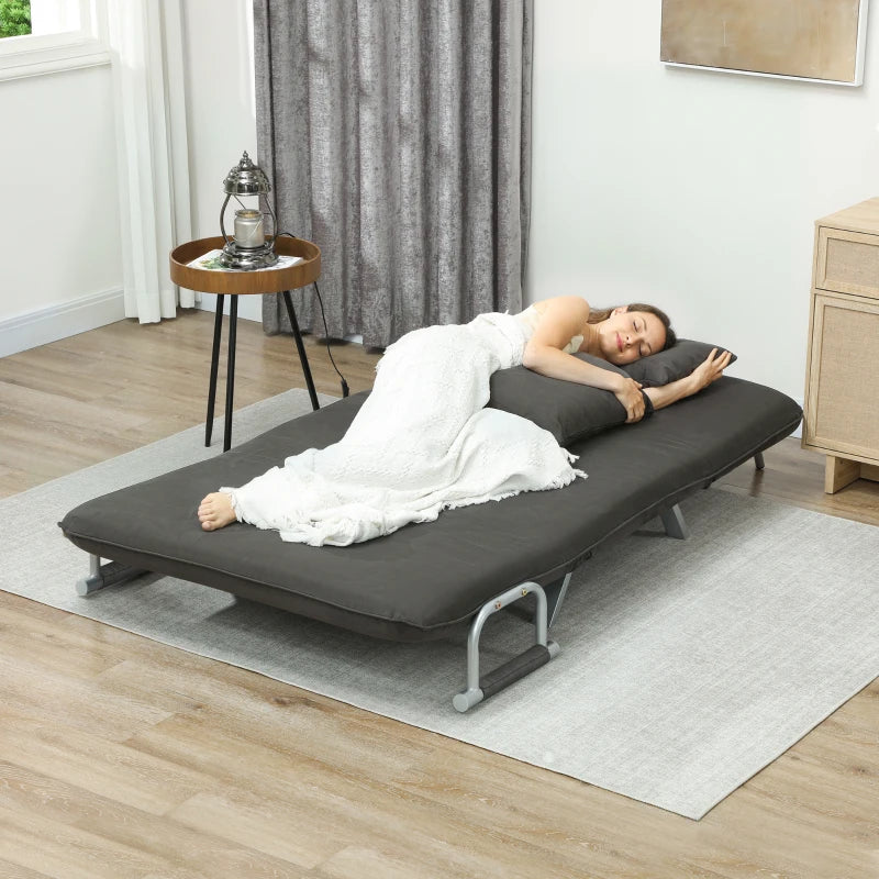 Charcoal Grey Two-Seater Click-Clack Sofa Bed for Stylish Living Spaces
