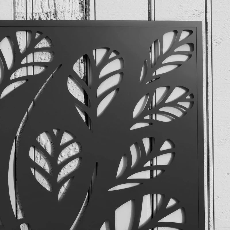 Outdoor Metal Planter with Back Trellis - Black - Large Size - 113H x 61L x 23W cm